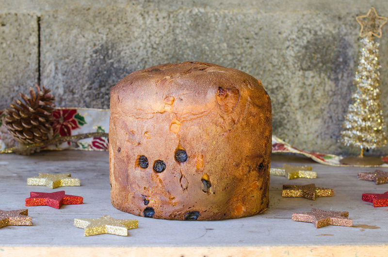 Panettone on table
