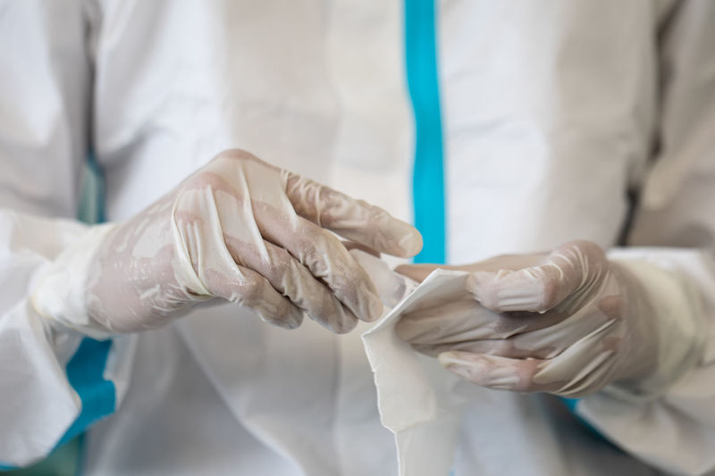 Midsection of human hands