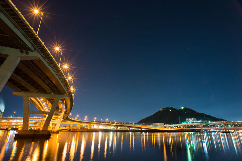 Illuminated bridge over the river