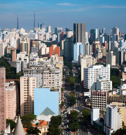 Urban scene sao paulo brazil cityscape skyline vertical.