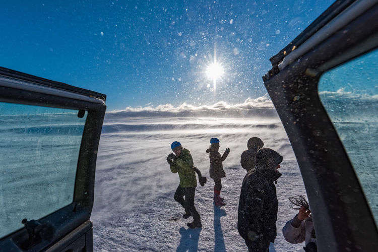 Severe wind storm on the Vatnajökull Glacier Outdoors Snow Snow Storm Storm Sunburst Sunrays Tourists Travel Travel Photography Wind in Vatnajökull , Iceland Ice Nature People And Places Landscape Nature_collection Nature Photography Sunstar People Original Experiences Finding New Frontiers