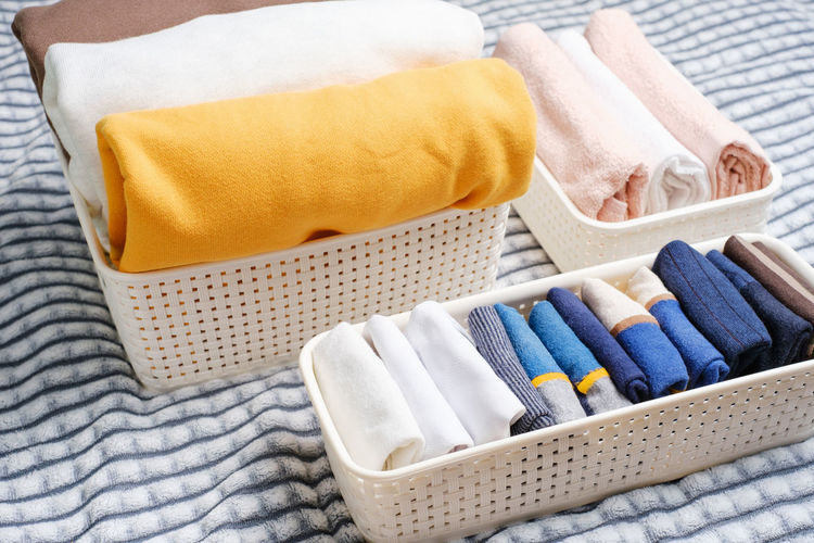 High angle view of clothes