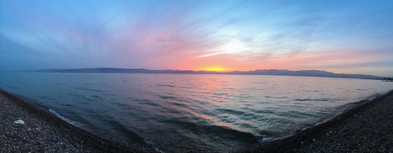 Scenic view of sea at sunset