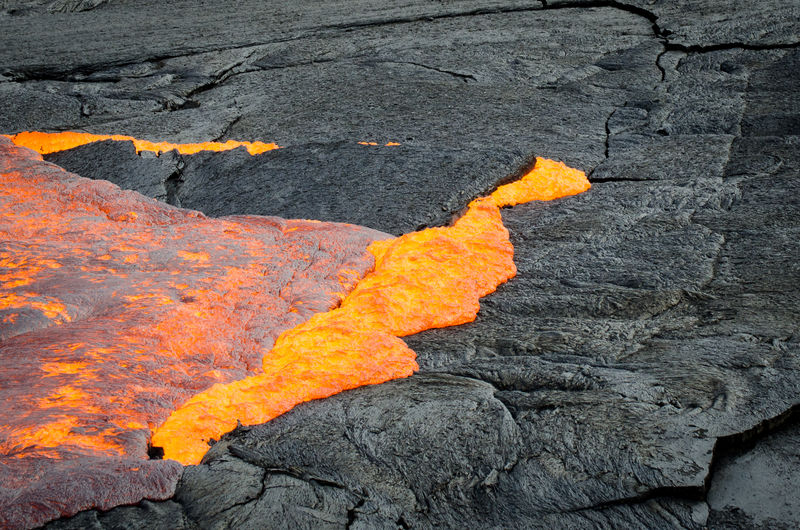 Lava flow at active volcano fagradalsfjall in iceland.