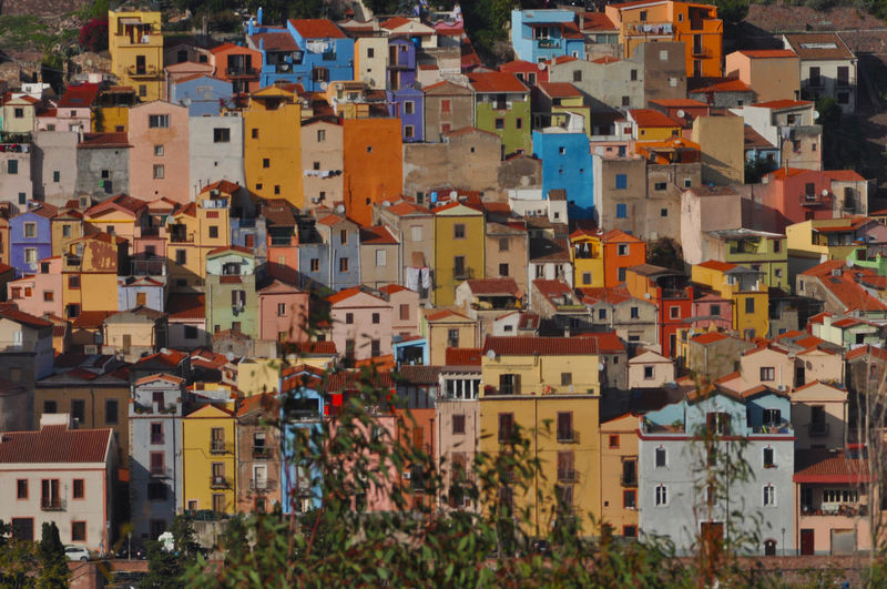 Full frame shot of multi colored city