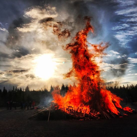 View of bonfire during sunset