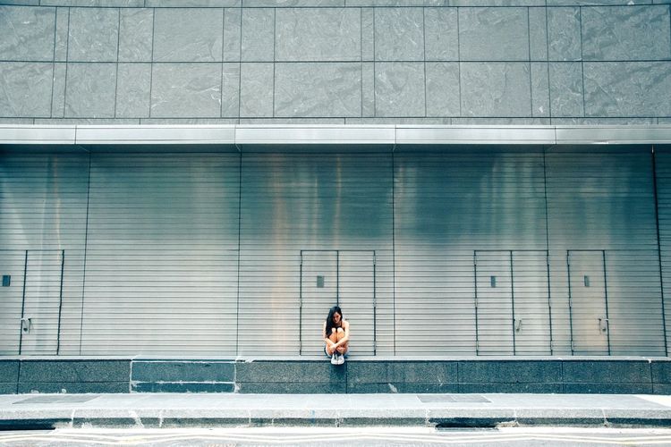 Woman walking in city