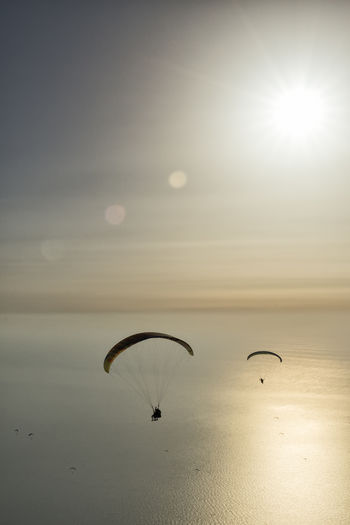 Paragliding during sunset