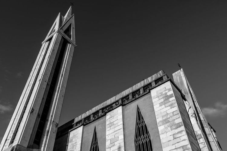 Low angle view of building against clear sky