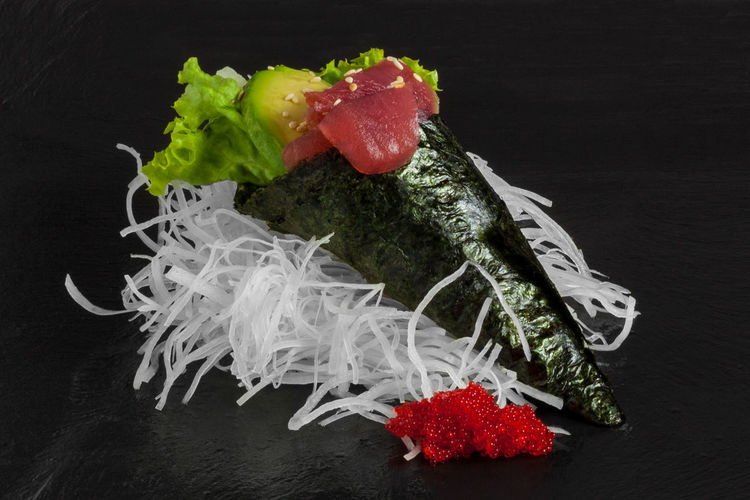 Close-up of temaki sushi