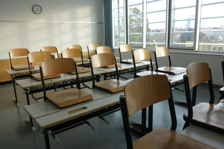 An empty class room in a school during vacation time