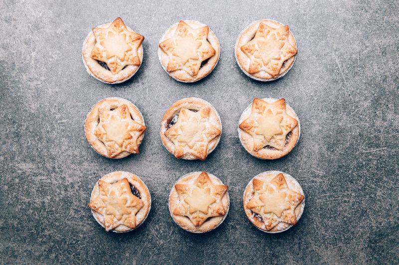 Mince pies, traditional christmas food from all butter shortcrust pastry filled with cranberries
