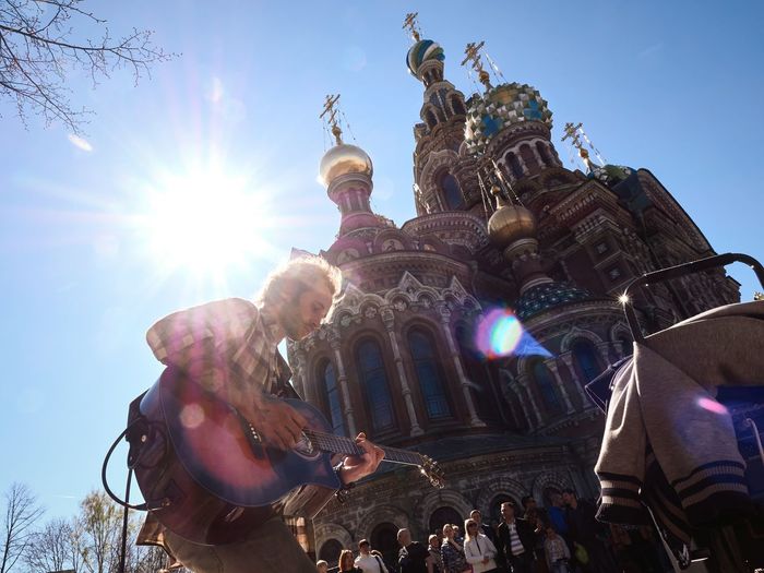Low angle view of musician in russia