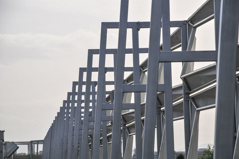 Building construction of metal steel framework outdoors