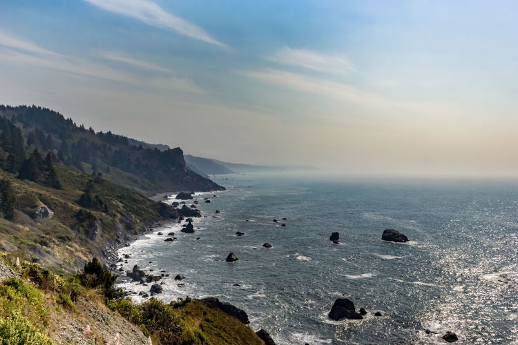 Scenic view of sea against sky, california coast