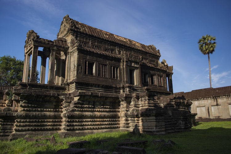 Low angle view of temple against sky