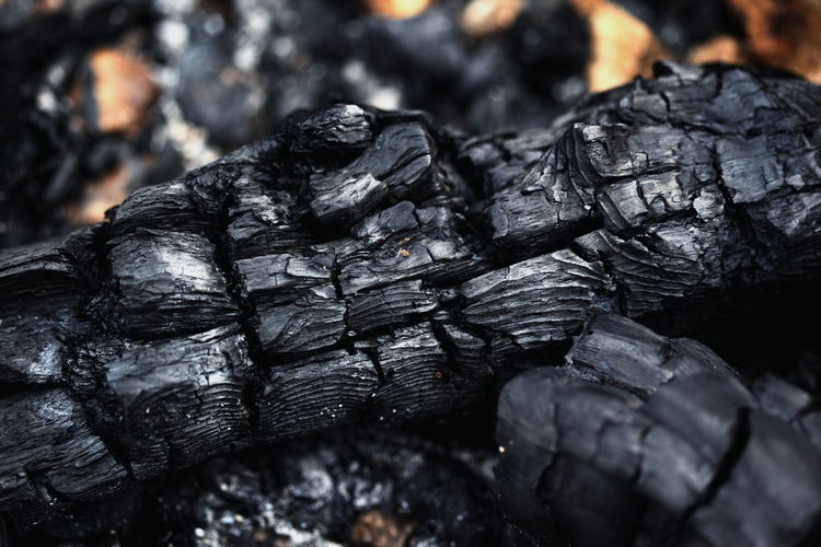 Close-up of burnt charcoal