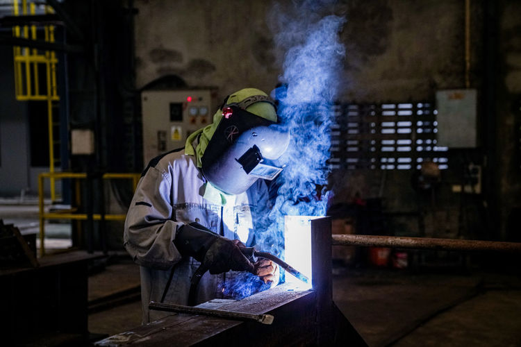 Man working at night