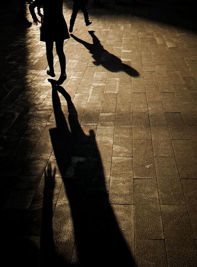 Shadow of people on road