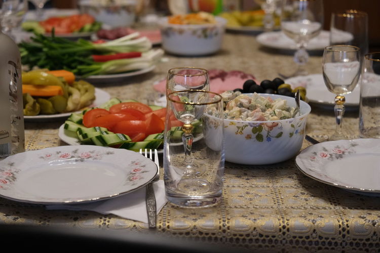 Food served on table