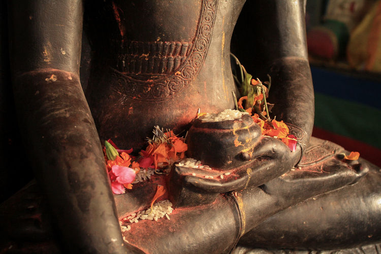 Close-up of statue in temple