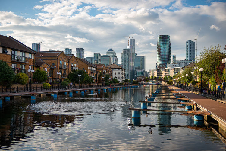 Millwall lower docks cityscape