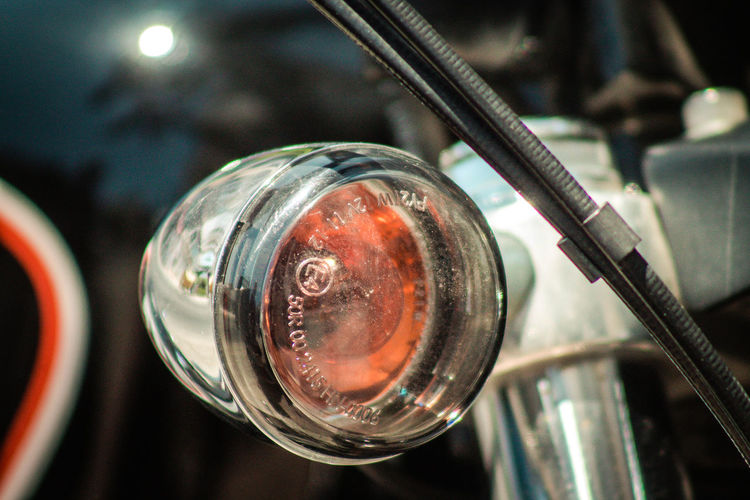 Close-up of motorcycle handlebar