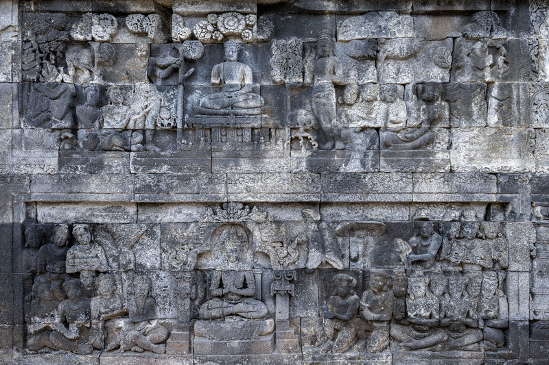 Close-up of sculpture on wall