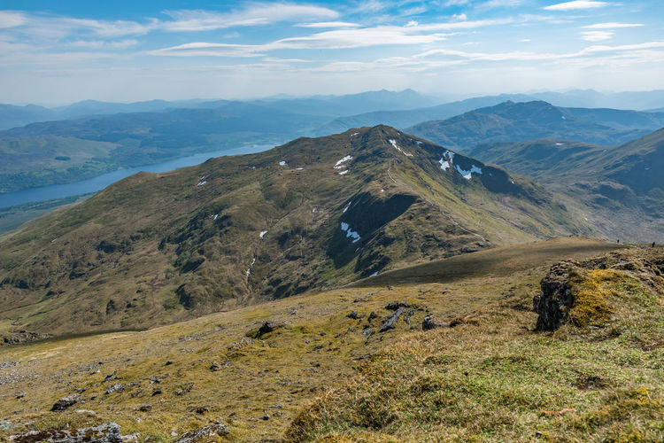 Scottish highlands mountains range landscape view from ben lawers peak