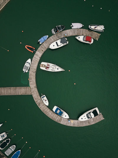 Round wooden pier. water transport.