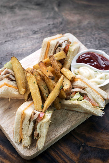 Close-up of food on cutting board