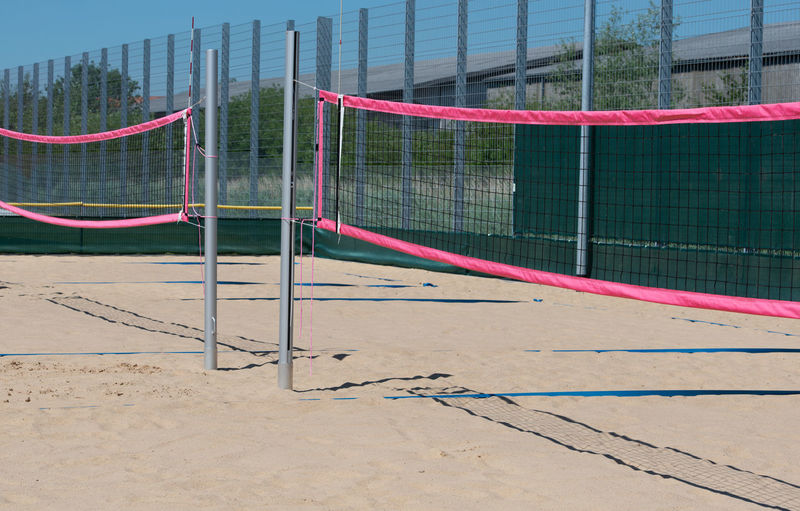 Net on volleyball court 