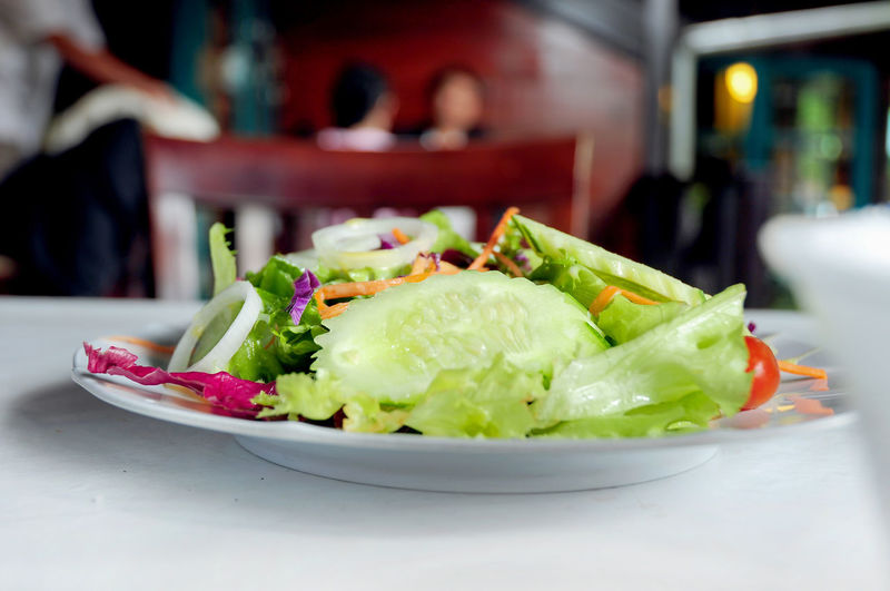 Close-up of salad on table