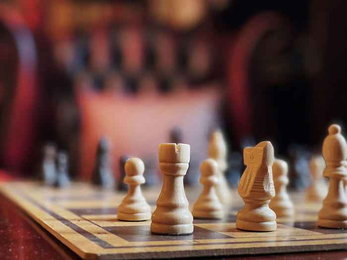 Close-up of chess pieces