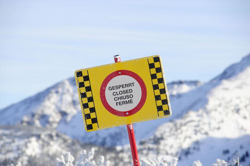 A closed ski slope in snowy landscape during winter holidays
