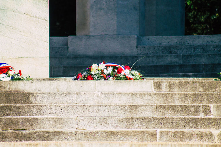 Bouquets on staircase