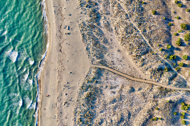High angle view of land on beach