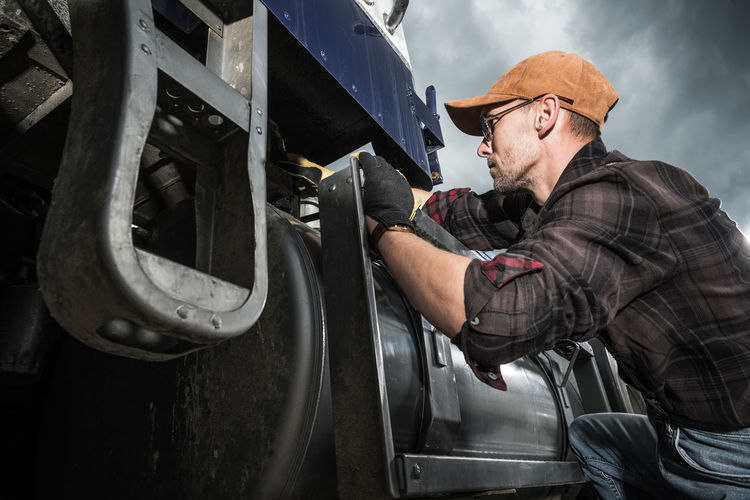 Man working in bus