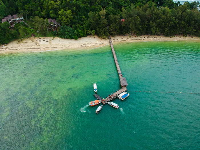 High angle view of jetty by the sea