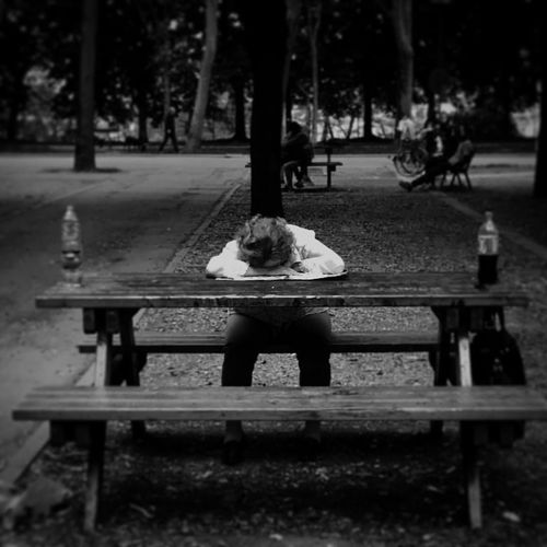 Woman sitting in park