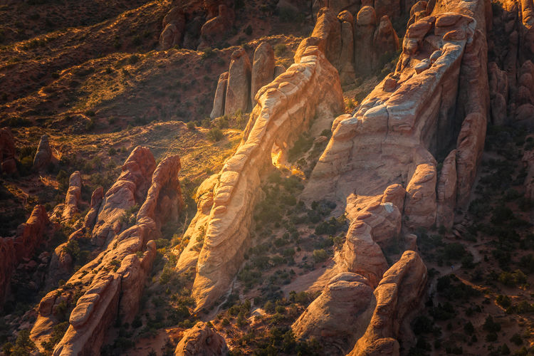 High angle view of rock formations on landscape