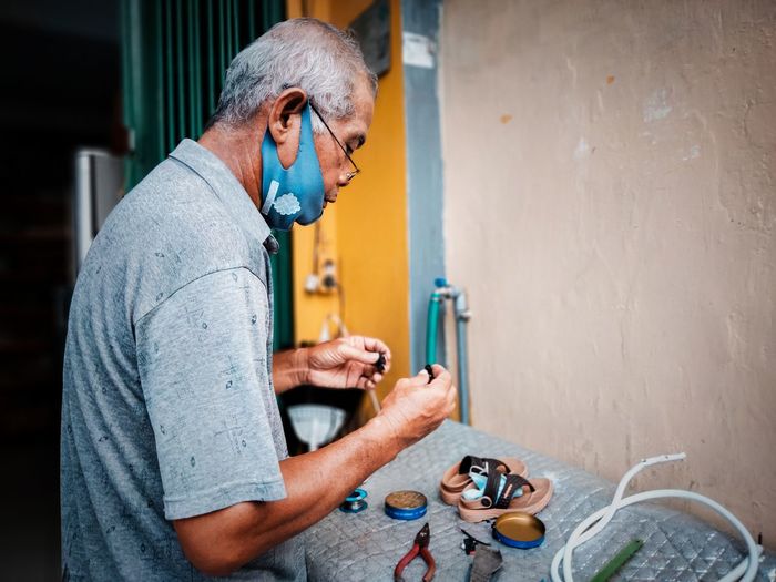 Old man working