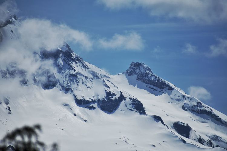 Jagged mountain top with snow