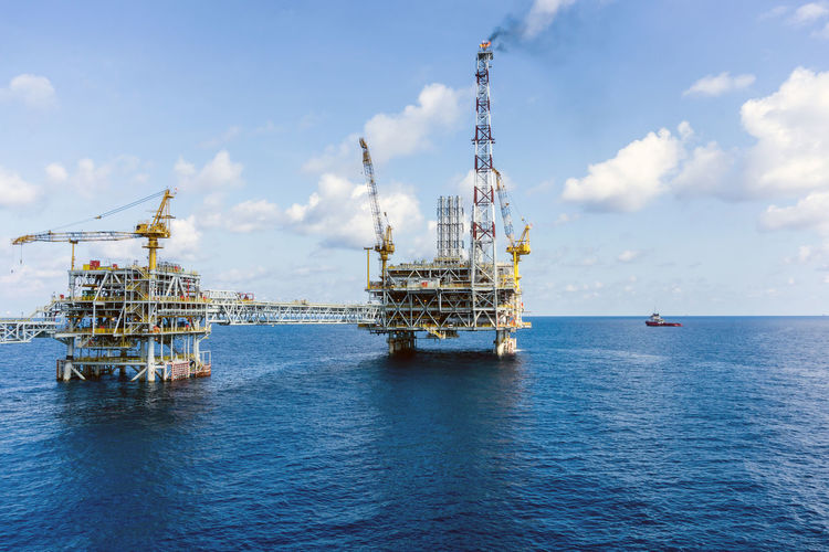 Oil production platform at offshore oil field