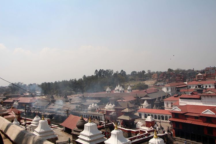 High angle view of townscape against sky