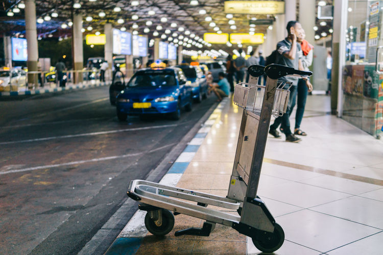 Full frame shot of airport trolley 