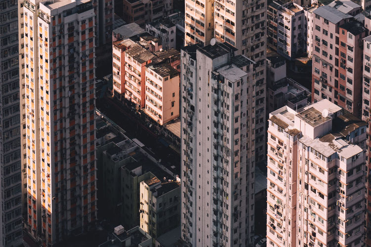 Low angle view of buildings in city