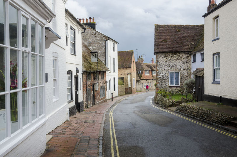View of ancient buildings in the high street, alfriston village, east sussex, uk