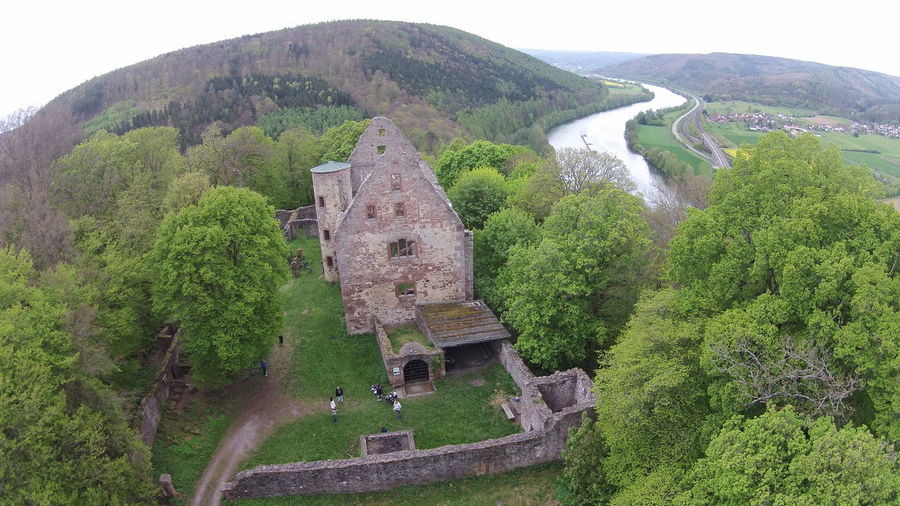 High angle view of historic building