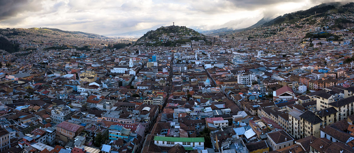 High angle view of townscape against sky